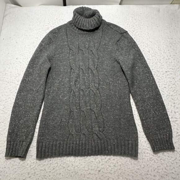 New York & Company Women's Large Wool Blend Gray Turtleneck Pullover Sweater - Picture 1 of 12